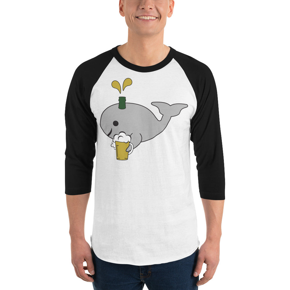 Save the Beer Whalez white 3/4 sleeve raglan shirt