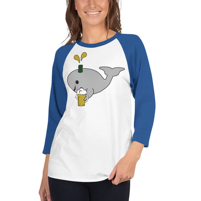 Save the Beer Whalez white 3/4 sleeve raglan shirt