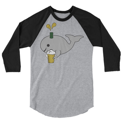 Save the Beer Whalez Black and Grey 3/4 sleeve raglan shirts