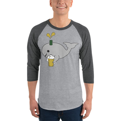 Save the Beer Whalez Black and Grey 3/4 sleeve raglan shirts