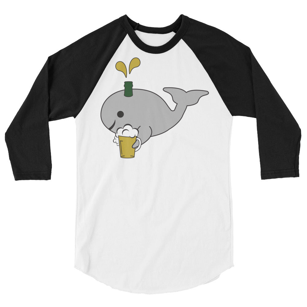 Save the Beer Whalez white 3/4 sleeve raglan shirt