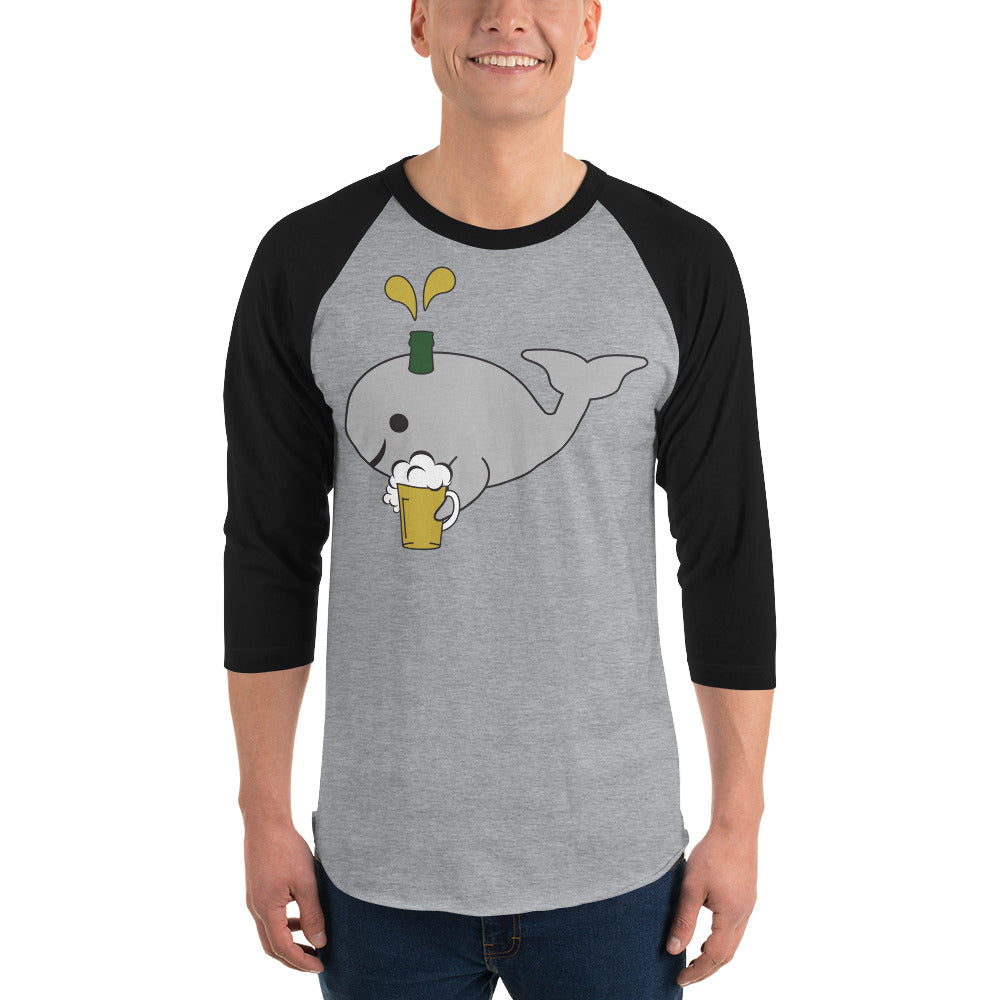 Save the Beer Whalez Black and Grey 3/4 sleeve raglan shirts