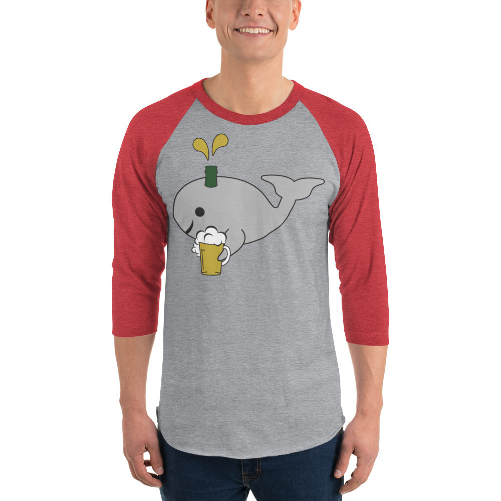 Save the Beer Whalez Black and Grey 3/4 sleeve raglan shirts