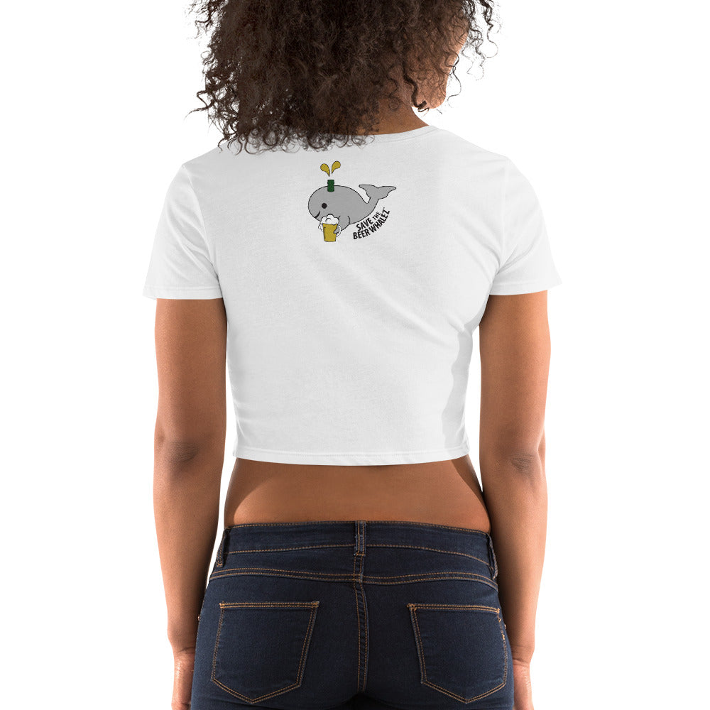 Save the Beer Whalez White Women’s Crop Tee