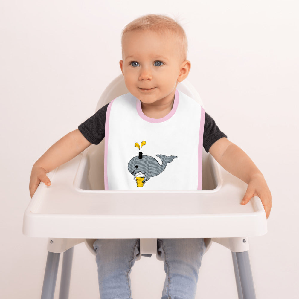 Save the Beer Whalez Embroidered Baby Bib