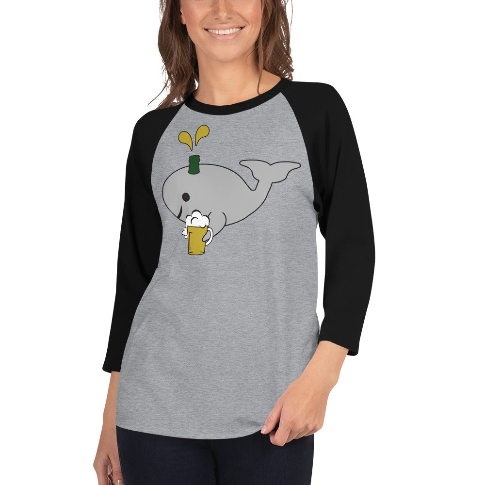 Save the Beer Whalez Black and Grey 3/4 sleeve raglan shirts