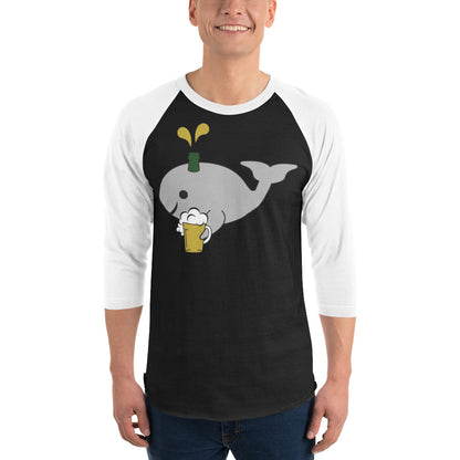 Save the Beer Whalez Black and Grey 3/4 sleeve raglan shirts